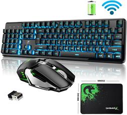 2.4G Wireless Rechargeable Blue LED Backlit USB Gaming Keybo