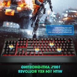 Gaming Keyboard Wired,LED Backlit Mechanical Red Switch,Anti