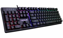 NPET K10 Gaming Keyboard USB Wired Floating Keyboard, Quiet 